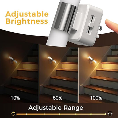 L LOHAS LED Night Light, Night Lights Plug into Wall, 3000K Soft White, 0-100LM Adjustable Brightness, 180° Rotating Plug in Night Light with Auto Light Sensor for Bathroom, Bedroom(Matte White)