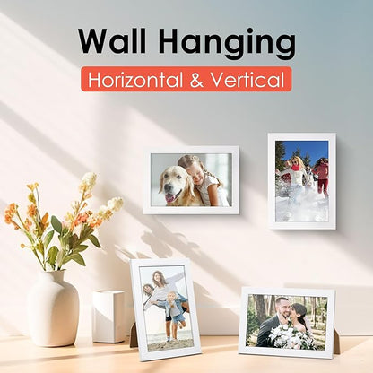 FIXSMITH 4x6 Picture Frame, White Photo Frames with HD Plexiglass for Wall Hanging or Tabletop Display, 2 Pack