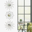 Uaussi 3 Pack Crystal Sunburst Wall Mirror Décor Rhinestone Mirrors Decorative Home Wall Art for Living Room Bedroom Entryway(Flower+Sunburst Silver)