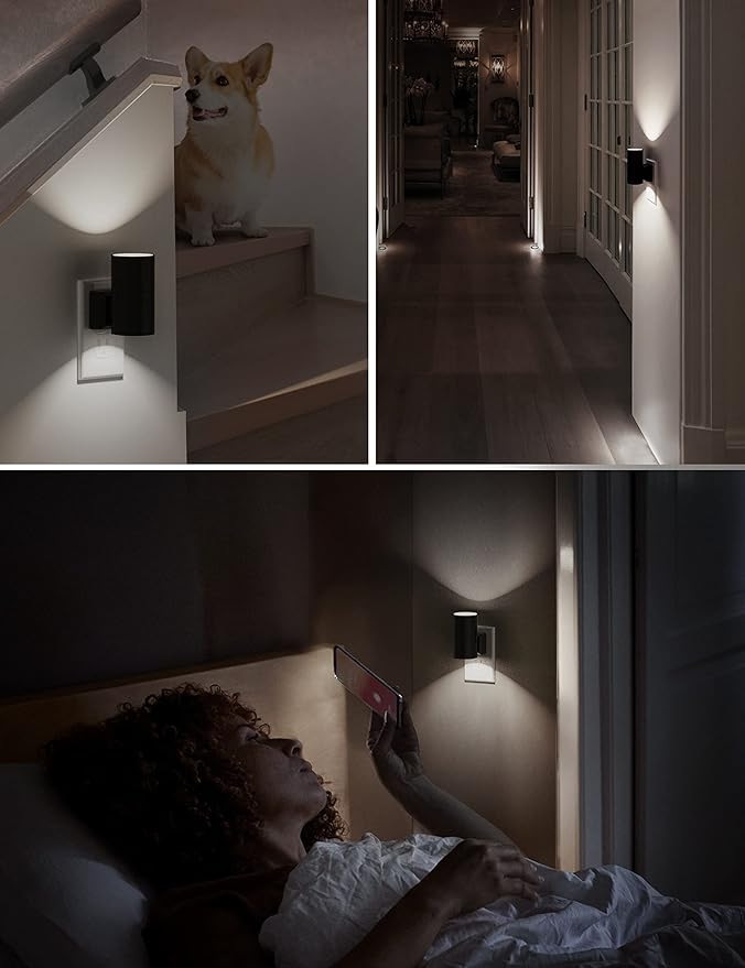 L LOHAS LED Night Light, Bright Night Light, Night Lights Plug into Wall, 5000K Daylight White, Dimmable Nightlights with Light Sensor, Decorative Nightlight for Hallway Bathroom Kitchen, 4 Pack