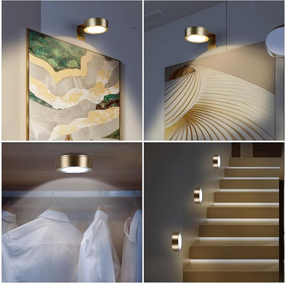 2 Pack Wireless Picture Lights for Wall, Magnetic Gold Rechargeable Picture Light Battery Operated with Remote 3 Lighting Modes Painting Light for Art Display, Battery Wall Lights for Photo Gallery