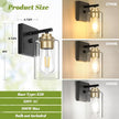 Set of 2 Wall Sconces for Bathroom, Modern Vanity Light Fixtures, Black and Gold Wall Mount Lighting Lanterns, Farmhouse Wall Lights with Clear Glass Shade for Bedroom Living Room Mirror Hallway