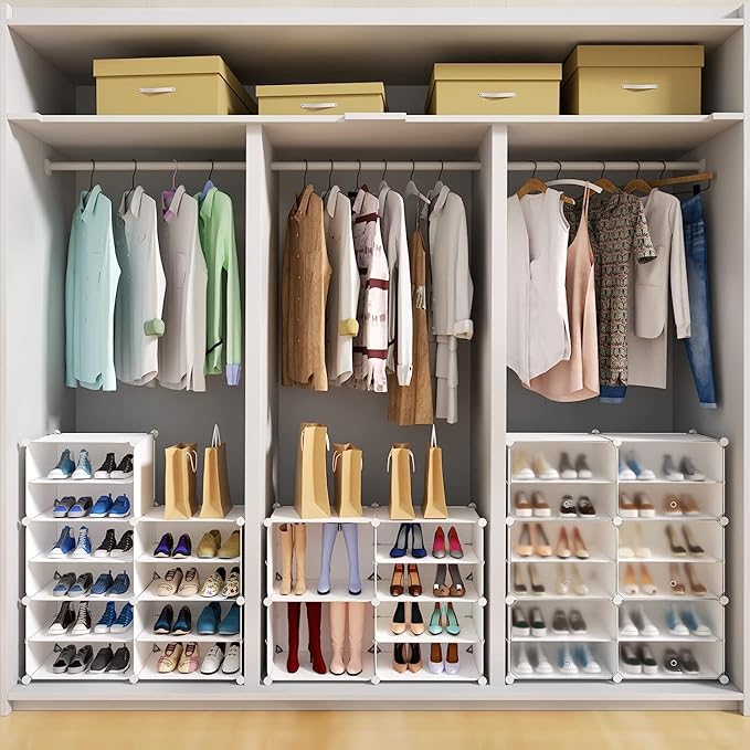 Shoe Storage,24 Pairs Rack Organizer for Closet Cabinet with Door Shelves Closet,Entryway,Hallway,Bedroom