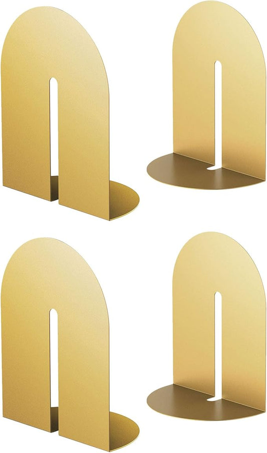 Runway Gold Bookends for Books,2 Pair Metal Book Holders for Office Shelves Adults & Kids Gift(Gold*2)
