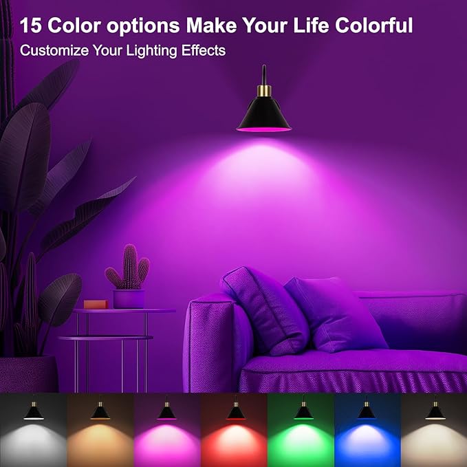 Frideko Rechargeable Battery Operated Wall Sconces Set of Two with Remote, RGB 15 Colors Dimmable Wireless Wall Light, Indoor Battery Powered Wall Lamp with Timer, Modern Wall Lighting for Living Room