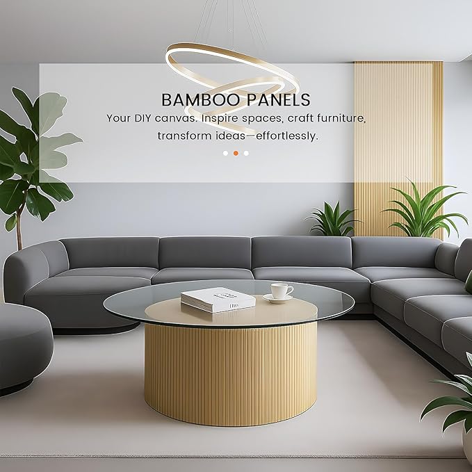 Bamboo Wall Panels for Interior Wall Decor: Natural Flexible Pole Wrap Decorative Wall Panel, Wainscoting Wall Cladding Paneling for Living Room,Bedroom,Office,Ceiling,Kitchen 2.3ft X 8ft