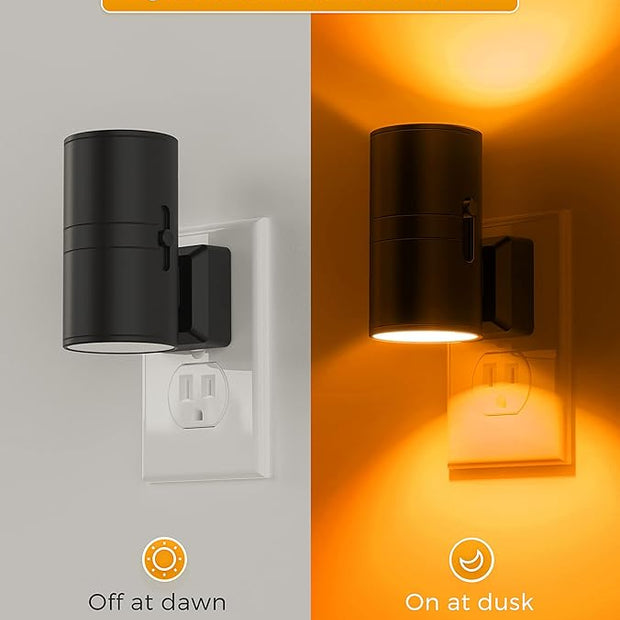 Lohas Dimmable Night Lights - 4 Pack, Dusk to Dawn Sensor, Soft Yellow Light for Kids' Bedroom, Bathroom, Hallway & Nursery