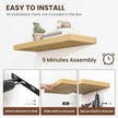 55 Inch Floating Shelves, 12 Inch Deep Floating Shelves for Wall, Floating Shelf with Invisible Brackets, Deep Shelves for Bathroom, Bedroom, Living Room, 1 Pack, Natural
