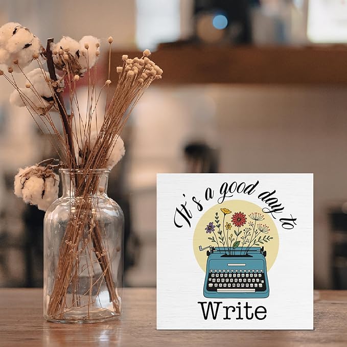 Writer Gifts for Women Men, Funny Gifts for Writers Author Novelist Writing Lover, It's a Good Day to Write Wooden Sign Home Office Desk Decor
