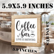 Wood Coffee Sign Coffee Bar Love Is Brewing Handmade Wood Coffees Decor Square Kitchen Wall Art Office Decor Rustic Cafe Bar Decoration Sign Coffees Plaque For Home Kitchen Decoration 5.9x5.9 Inch