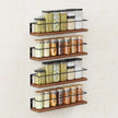 Spice Rack Self-Adhesive or drilling, Rustic Style Hanging Spice Rack, Spice Organization for Cabinet Door or Wall Mount, Over The Stove, Kitchen Wall, 4-Pack