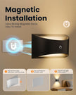 Brightown Magnetic Wall Sconces Set of Two, Rechargeable Battery Powered Wall Sconce with Remote Control, 3 Colors Wireless Up and Down Wall Mount Light for Hallway Bedroom Bedside Living Room (Black)