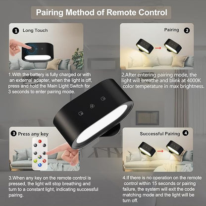 Wall Lights, Battery Operated Wall Sconces RGB Ambient Lighting, Color Changing Rechargeable Wall Lamp Fixture with 3 Color Temps, Dimmable LED Lights for Bedroom Reading