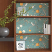 Green Floral Wallpaper Peel and Stick, Birds & Orange Fruits Contact Paper 17.5