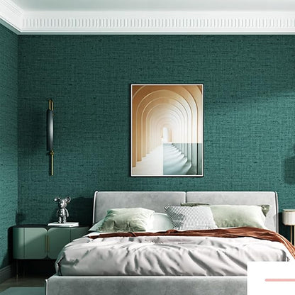 Yancorp Textured Fabric Emrald Green Peel and Stick Wallpaper - Faux Grasscloth, Linen, Removable - 24"x120" Self-Adhesive Wallpaper and Counter Top Liners