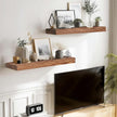 17x8x1.6 inch Floating Shelves Set of 2 – Solid Wood Rustic Brown Wall Mounted Shelf for Kitchen, Bathroom, Living Room