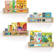 Kids Floating Shelves (Set of 4) - Wall-Mounted Book & Toy Storage, Display Ledges with Front Bar, Unfinished Natural Pine Wood for Nursery, Bedroom & Bathroom Decor (Natural Wood, 23.6