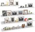 Giftgarden 47 Inch Long Floating Shelves for Wall Set of 5, White Wood Wall Shelves for Bathroom, Bedroom, Kitchen, Living Room Storage and Decoration, Wooden Picture Ledge
