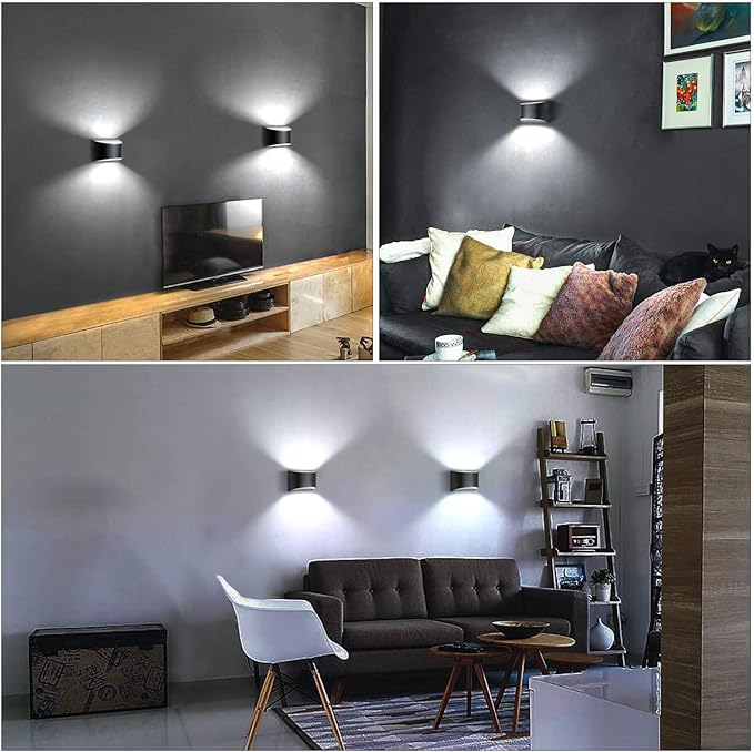 Lightess Modern Wall Sconces Indoor Wall Lamp Dimmable LED Up Down Wall Lamp 12W for Bedroom Living Room Staircase, Cool White
