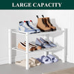 Smiry Bamboo Shoe Rack for Closet, 2 Tier Small Wooden Stackable Shoe Organizer, Free Standing Shoes Storage Shelf for Entryway, Front Door Entrance, White