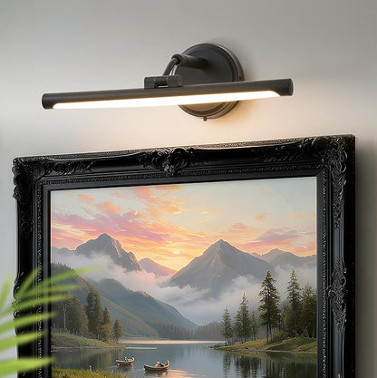 Hardwired Picture Lights For Wall, Led Art Light For Painting,Modern Metal Picture Frame Light ,Dimmable Poster Gallery Painting Bookshelf Portrait Lights For Pictures On Wall 6W 3CCT (Black, 16in)