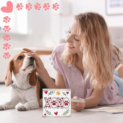Valentines Cat Dog Desk Decor, Valentine's Day Gifts for Cats Dogs Lover Pet Parent, Valentine Home Office Table Sign Decoration for Shelf Tiered Tray, Xoxo