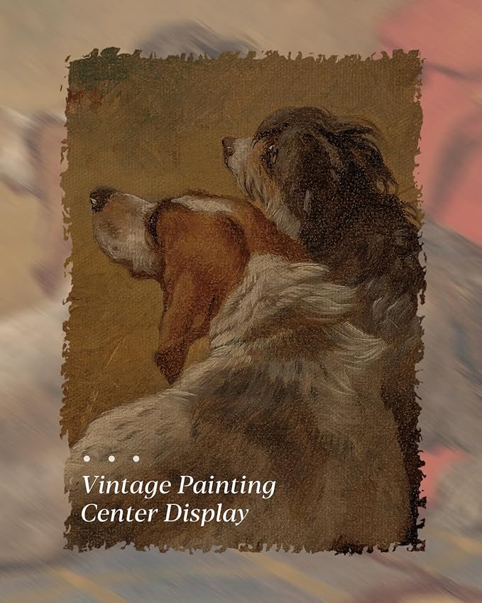 HUARCEY Gold Framed Vintage Wall Art for Living Room Dogs Oil Painting Wall Decor– Cozy Pet-Themed Aesthetic Room Decor for Bedroom Prints Study Classic Animal Artwork Gift for Dog Lovers 8