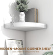 Fun Memories Floating Corner Shelves Set of 2 - Rustic Wood Wall Mounted Storage and Display Shelves for Living Room, Bedroom, Kitchen, Bathroom - Space Saving Home Decor, White