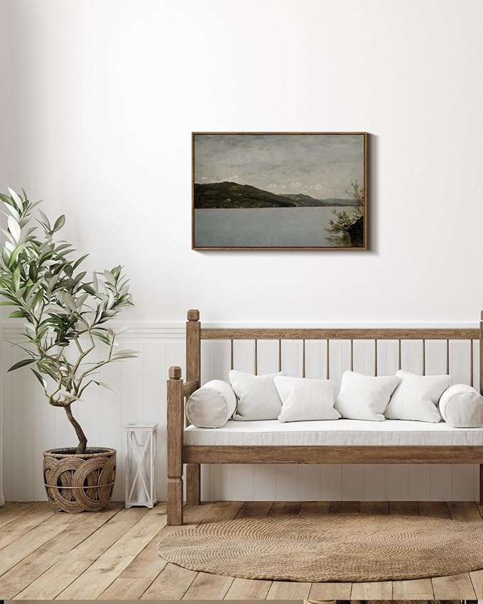 InSimSea Framed Canvas Wall Art Vintage Decor, Classical Landscape Paintings Artwork, Large Prints, Vintage Nature Decor, Retro Wall Decoration for Bedroom Living Room Bathroom, 20