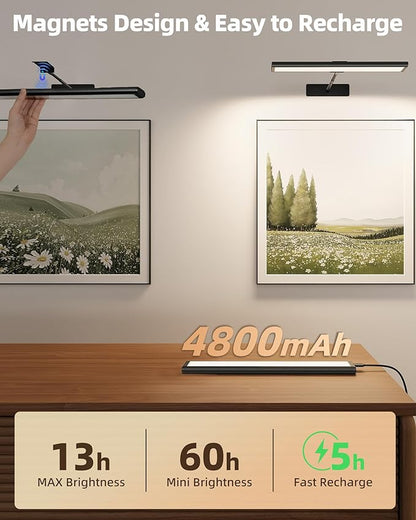 EZVALO Picture Light for Wall, 4800mAh Rechargeable Wireless Battery Lights for Painting, 16In Dimmable Magnetic LED RGB Art Display Light, Colors Temperatures, for Gallery, Living Room, Hallway