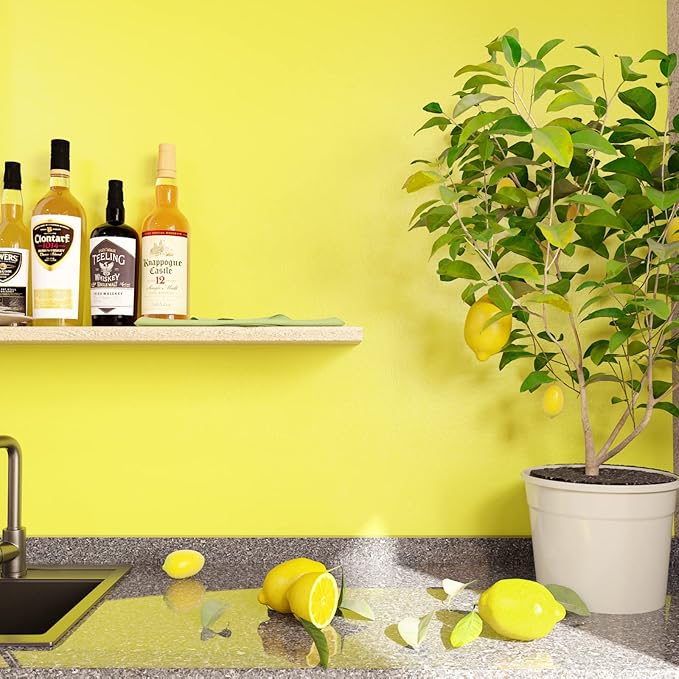 VEELIKE 15.7''x354'' Yellow Wallpaper Stick and Peel for Bedroom Matte Solid Color Yellow Contact Paper Vintage Self Adhesive Waterproof Removable Vinyl Film for Wall Cabinets Drawer Countertops Table