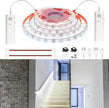 WOBANE Dual Motion Sensor Stair Lights Strip, Rechargeable 16.4ft LED Strip Lighting,150 LEDs Cuttable Tape Light for Hallway,Under Cabinet,Cupboard,Shelves,Gun Safe,Flexible,6000K White