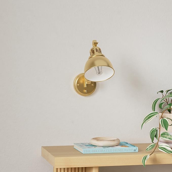 Plug in Wall Sconces Set of Two with Remote, Stepless Colors 2700K-6500K & Stepless Dimming, Premium Golden Finish, Plug in Wall Light with Night Light & Timer, LED Bulbs Included