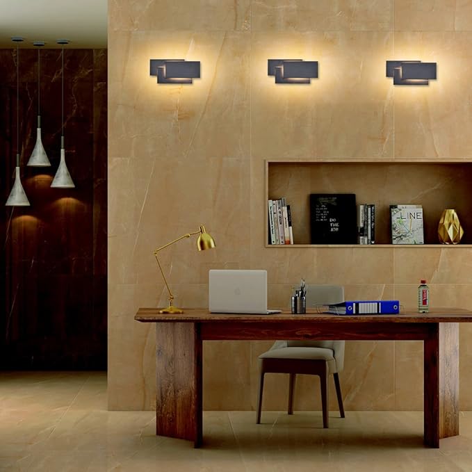 Ralbay Black Wall Sconces Indoor 24W Modern LED Wall Light for Bedroom Up and Down Wall Mount Lighting, Warm White 3000K