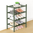 Smiry Bamboo Shoe Rack for Closet, 4 Tier Small Wooden Stackable Shoe Organizer, Free Standing Shoes Storage Shelf for Entryway, Front Door Entrance, Green