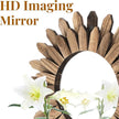 Wall Mirror Decorative, 12 inch Small Rustic Wood Boho Mirrors, Clear Sunburst Mirrors for Home Farmhouse Bedroom Entryway Decor House Warming Gifts New Home, No Distortion