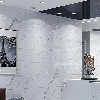 Glossy Marble Contact Paper White Peel and Stick Wallpaper Marble Wallpaper Self-Adhesive Removable 23.6"x393" Wall Paper for Cabinets Bathroom Waterproof Wallpapers Modern Decorative