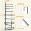 Moforoco Grey Over The Door Pantry Organizer, Pantry Door Organizer Shelves, Kitchen Organizers and Storage, Hanging Basket Wall Spice Rack Seasoning Shelves, Laundry Room Bathroom accessories
