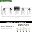 Ascher 5-Light Bathroom Light Fixtures, 33 Inch Vanity Lights with Clear Glass Shade, Modern Black Finish Wall Light for Mirror Bedroom Hallway Cabinet Porch
