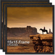 A PLUS MAX Square 15x15 Frame Set of 3, Black Engineered Wood Picture Frame for 15 x 15 Picture Poster Photo, Light Weight 15by15 Frame with Wood-grain for Wall - 3 Pack/Black/15 x15