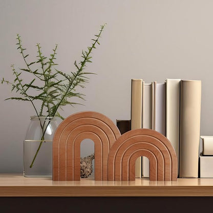 Set of 2 Wooden Arch Decor Boho Wood Rainbow Arch Decorative Objects Modern Shelf Decor Aesthetic for Table Shelf Mantel Living Room Decor
