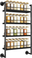 IBUYKE Spice Rack Wall Mount,4 Tier Hanging Seasoning Organizer, Spice Rack for Wall for up to 50 Jars,Spice Organization for Kitchen Cabinet,Living Room,Bathroom,Pantry,Black UTLJ016B