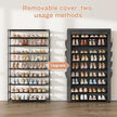 Shoe Rack with Cover, 10 Tier Shoe Organizer Storage for 40-50 Pairs Sneaker and Boots, Large Capacity, with 8 Pockets, Free Standing Tall Shoe Rack for Front Door Entrance, Closet