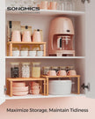 SONGMICS Cabinet Organizer Shelf, Set of 3 Kitchen Counter Shelves, Kitchen Storage, Spice Rack, Stackable, Expandable, Apricot UKCS220Y01V1