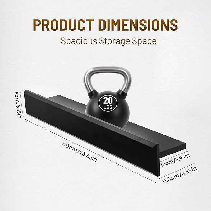 24 Inch Picture Ledge Shelf with Lip,Floating Shelves for Wall, Set of 2 Solid Pine Wood Shelves with Invisible Brackets, Wall Storage for Living Room, Bedroom, Kitchen, Bathroom(Black)