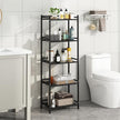 5 Tier Bathroom Storage Open Shelf Unit, Free-Standing Metal Corner Rack Shelving for Kitchen, Living Room, Hallway (Black, Wider 5 Tier)