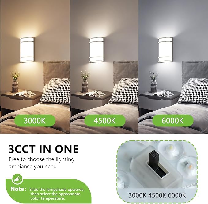 Led Wall Lights Indoor- 10 Inch Modern Wall Sconce Lighting 3000K/4500K/6000K Adjustable Led Wall Lamps for Hallway, Staircase, Corridor, Bedroom, Living Room, Kitchen