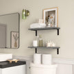 RICHER HOUSE Rustic Wood Bathroom Shelves Set of 2, Farmhouse Style Floating Shelf for Wall Décor, Hanging Shelves for Bedroom, Storage, Kitchen, Living Room - Grey