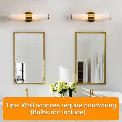 KSRYSZCQ Gold Wall Sconces Set of 2 Modern Indoor Dimmable Hardwired Wall Light with Acrylic Lampshade 18W Led Wall Lights for Bathroom Living Room Bedroom Hallway