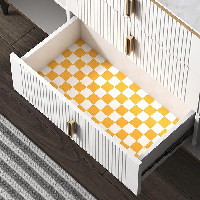 Modern Peel and Stick Wallpaper Orange and White Mosaic Checkered Contact Paper 17.7